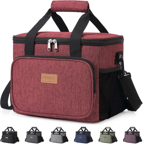 Vista 31 de Lifewit Lonchera mediana aislada, suave y refrigerante, para adultos, hombres y mujeres, color negro, 12 latas (9L)