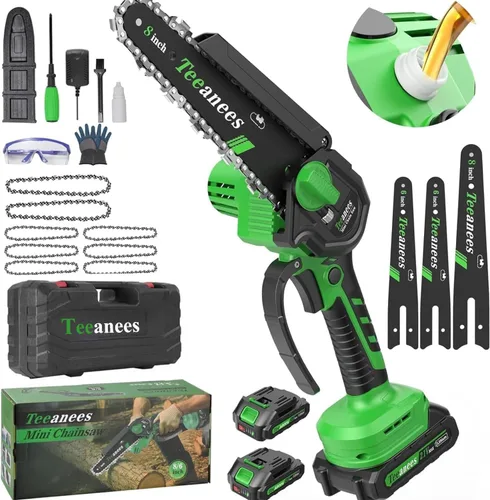 Vista 10 de Mini motosierra inalámbrica, pequeña motosierra eléctrica de 6 pulgadas con batería de 21 V y 3 cadenas, motosierra de mano alimentada por batería