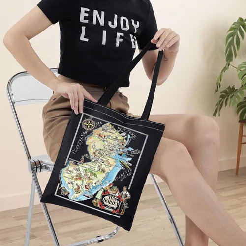 Vista 4 de BWWKTOP Jersey State Tote Bag - Bolsas reutilizables para recuerdos y viajes