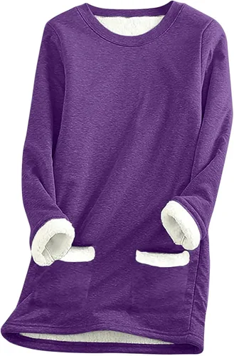 Vista 7 de Sudaderas de forro polar para mujer, de manga larga, cómodas, de felpa, cálidas, para invierno Negro