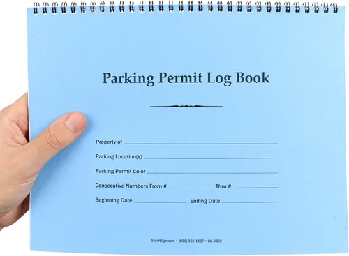 Vista 13 de SmartSign Libro de registro de permiso de estacionamiento pequeño - 7 x 8.5 pulgadas, diario de registro encuadernado con alambre, páginas impresas