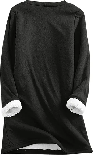 Vista 3 de Sudadera de Navidad para mujer, con estampado de forro polar grueso, ropa interior cálida
