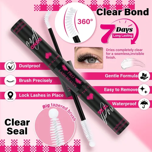 Vista 5 de PROLASHBEAUTY - Pegamento transparente de racimo de pestañas para 7 días de larga duración, pegamento impermeable para pestañas y sellado
