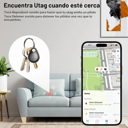 Vista 3 de Utag - Rastreador GPS oculto para niños, 1 paquete, rastreador Bluetooth funciona con Apple Find My (solo iOS), impermeable, modo perdido, sin