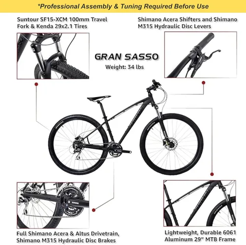Vista 2 de Tommaso Gran Sasso 29er Mounain Bike Disco hidráulico Hardtail Mejor Aspecto MTB