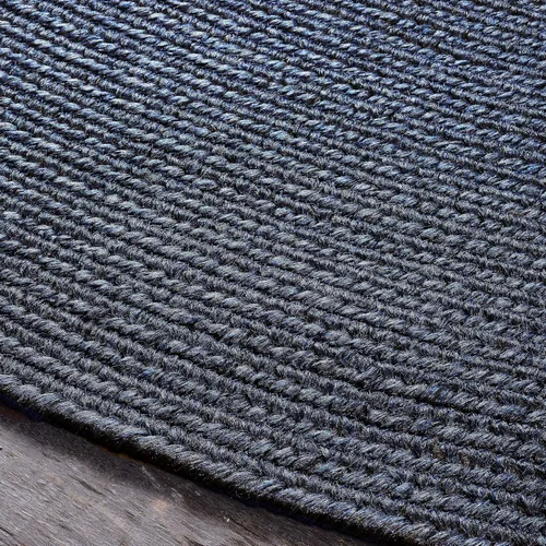 Vista 5 de Superior Alfombra ovalada de yute para interiores, color azul mezclilla Azul denim