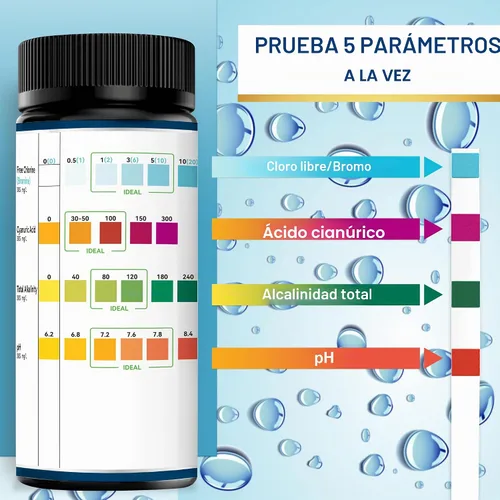Vista 2 de Tiras de prueba de piscina, 100 tiras de prueba para piscina y bañera