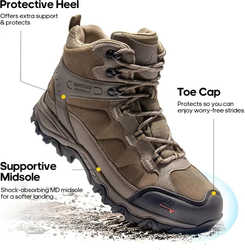 Vista 38 de NORTIV 8 - Botas de senderismo impermeables para hombre, zapatos de montañismo ligeros para exteriores