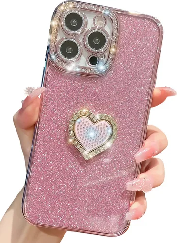 Vista 18 de Funda magnética de lujo con purpurina compatible con iPhone 13 Pro Max de 6.7 pulgadas, bonita funda transparente con diamantes de imitación