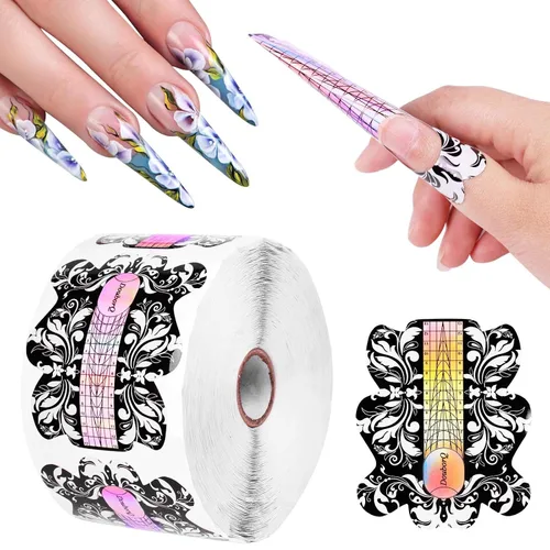 Vista 2 de DouborQ 500 piezas de formas de uñas acrílicas, puntas de extensión de uñas, formas de uñas para uñas acrílicas, uñas de gel UV, calcomanías de guía