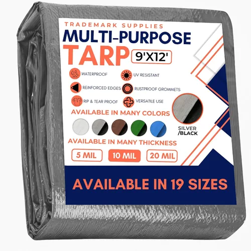Vista 15 de Cubierta de lona plateada y negra, material grueso, impermeable, ¡ideal para toldo, tienda de campaña, botes, remolque o cubierta de piscina!, Azul