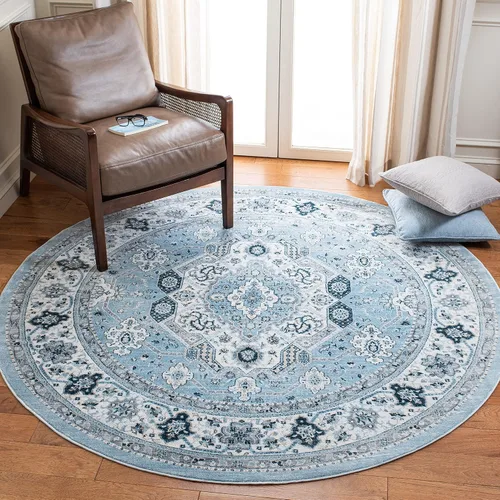 Vista 99 de SAFAVIEH - Colección Isabella, alfombra decorativa - 2'2" x 5', azul y crema, diseño oriental, no desprende pelusa y fácil cuidado, ideal para áreas