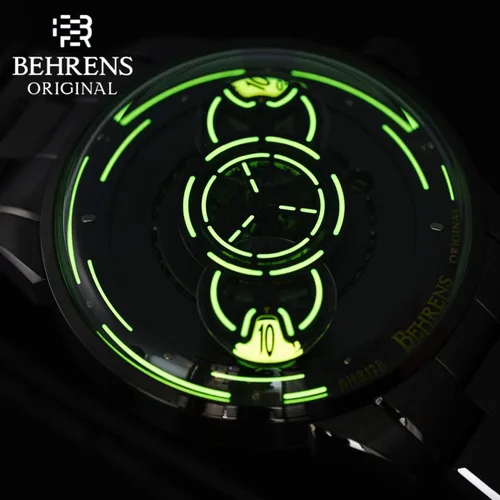 Vista 3 de BR BEHRENS ORIGINAL Reloj automático para hombre, colección Space Traveler de acero inoxidable, cristal de zafiro BHR012