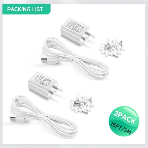 Vista 7 de OLAIKE Paquete de 2 cables de carga de 16 pies para batería Ring Stick Up Cam/Plug-in y Ring Spotlight Cam Battery, adaptador de corriente