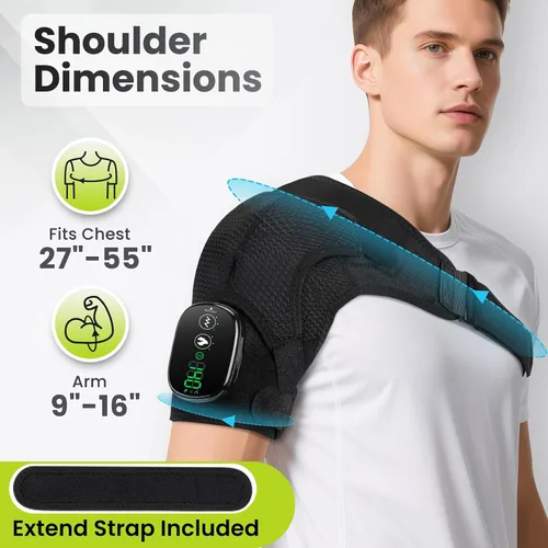 Vista 5 de Almohadilla térmica de hombro inalámbrica con vibración para aliviar el dolor del manguito rotador, masajeador de hombro calentado HSA elegible por