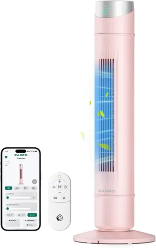 Vista 21 de ZAFRO Ventilador de torre inteligente para dormitorio, ventilador de torre oscilante de 120°, 28 pies/s de alta velocidad, 12 velocidades, 4 modos