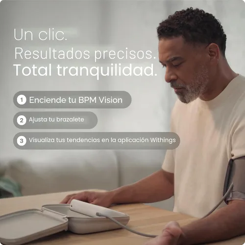 Vista 3 de Withings BPM Vision – Monitor de presión arterial inteligente para el brazo Aprobado por la FDA Fácil de usar, mediciones precisas de presión