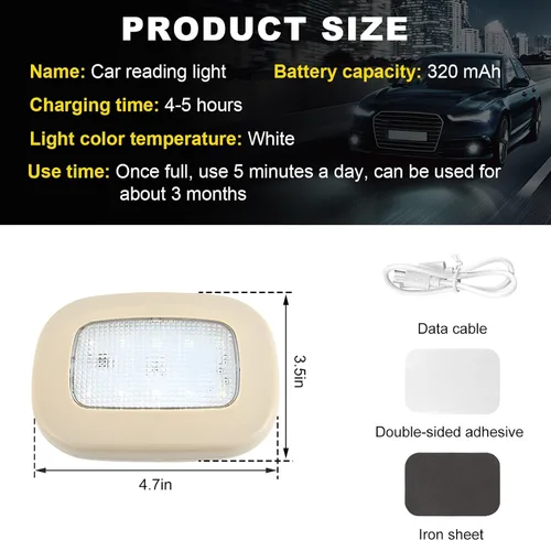 Vista 2 de Luz de techo magnética para coche, luz de techo interior para techo de coche, luz de cúpula interior de coche de 10 LEDs recargable por USB para RV