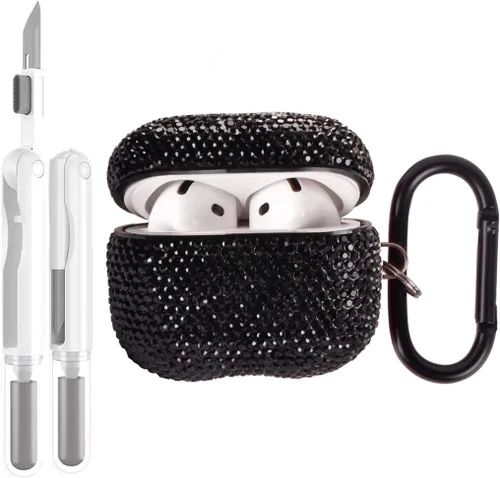 Vista 12 de Funda protectora para AirPods Pro con kit de limpieza, funda protectora de diamantes brillantes para Apple AirPod Pro de 2ª y 1ª