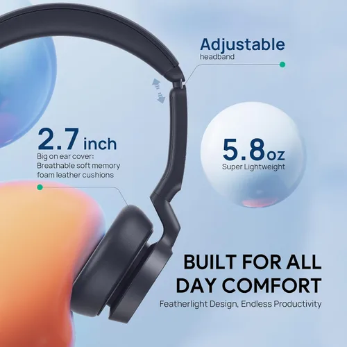 Vista 3 de Yealink Auriculares USB UH46 con micrófono, auriculares con cable con 3 micrófonos con cancelación de ruido para PC/computadora/portátil, equipos