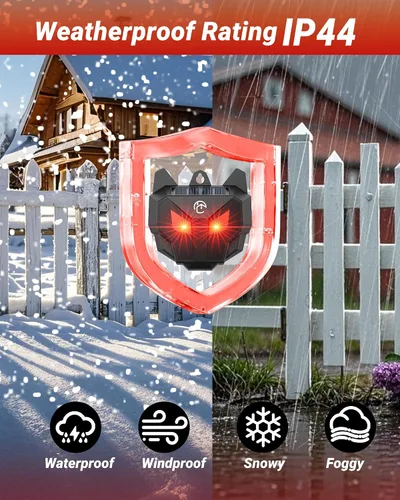Vista 4 de Luces solares de depredador disuasorio de coyote - Repelente nocturno de animales con luces LED intermitentes rojas para gallinero, patio y jardín