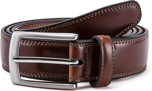Vista 2 de MILORDE Cinturón de vestir de cuero genuino para hombre, hecho a mano, 100% cuero de vaca, diseños clásicos y modernos para trabajo, negocios y uso