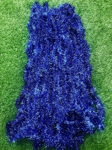 Vista 4 de Guirnalda de oropel azul de Navidad metálica de oropel con purpurina, guirnalda colgante para árbol de Navidad, decoración para barandilla
