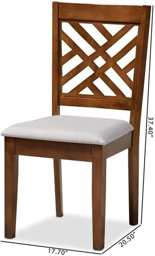 Vista 3 de BOWERY HILL Silla de comedor de madera moderna de 18.5 "en marrón/gris (juego de 4)