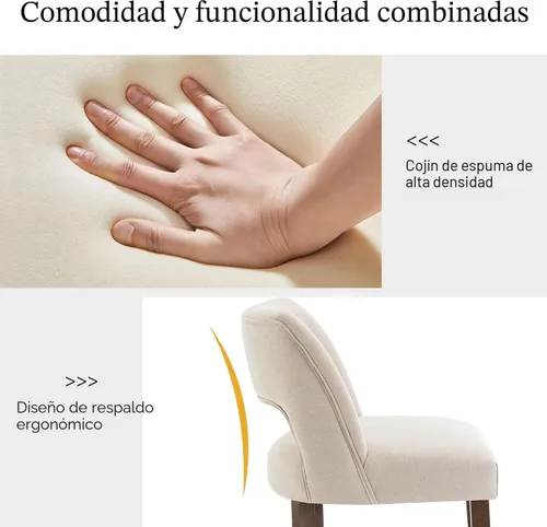 Vista 8 de VKNOW Juego de 2 Taburetes de Bar, Taburetes de Bar Tapizados de Altura de Mostrador, Taburetes Modernos de Mostrador con Patas de Madera para Isla
