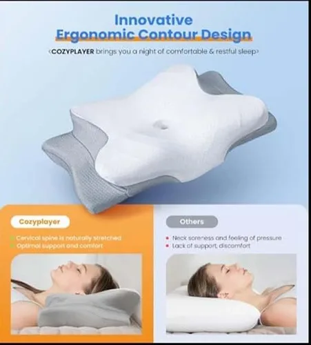Vista 2 de Almohada refrescante para aliviar el dolor para el cuello, almohada cervical ajustable para dormir acogedor, almohadas ergonómicas de espuma