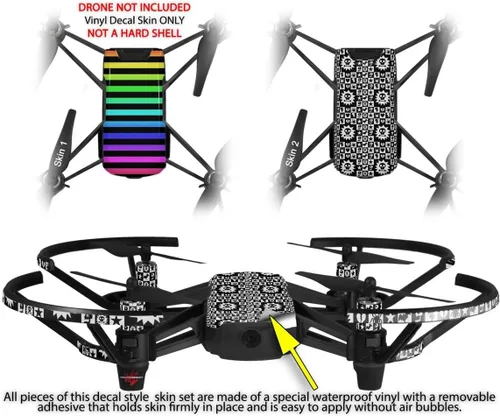 Vista 2 de Skin Wrap 2 Pack para DJI Ryze Tello Drone rayas arco iris Drone No Incluidas