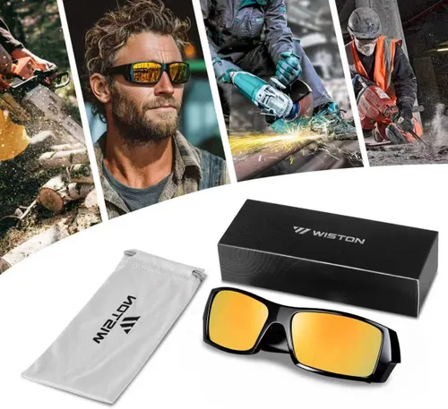 Vista 7 de WISTON Polarized Z87 Sunglasses Wrap Around Sunglasses for Men Rectangular Safety Glasses UV400 for Sport Working 8231