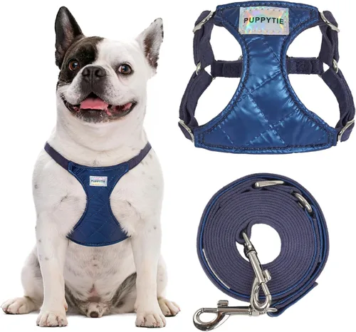 Vista 7 de Puppytie XXS - Arnés y correa para cachorro, rosa brillante, XXS (2.2–6 libras) Puppy Harness for Small Dogs, Designer Extra Small Dog Harness