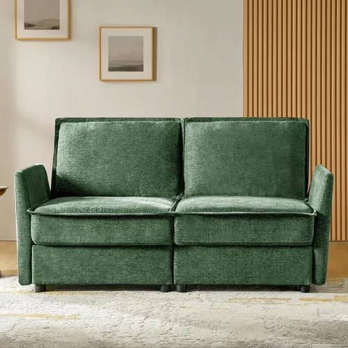 Vista 19 de HULALA HOME Sofá seccional modular, sofá grande en forma de U de 8 asientos con otomano de almacenamiento, sofá cómodo de chenilla con asiento