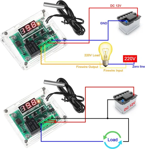 Vista 4 de 2 módulos controladores de temperatura W1209, pantalla LED, módulo de termostato digital con funda DC 12 V, interruptor electrónico digital
