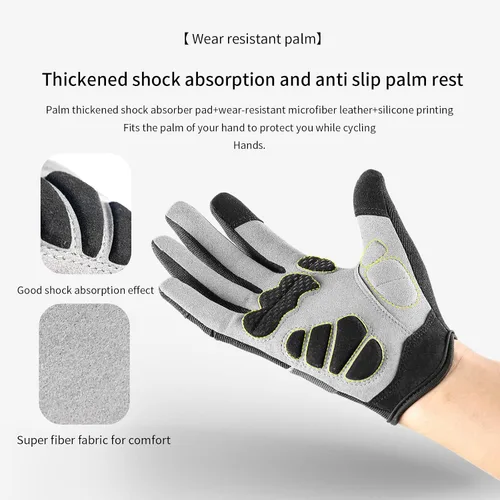 Vista 5 de KynciLOR Guantes de ciclismo para mujer y hombre, guantes de ciclismo con dedos para pantalla táctil y almohadillas de palma con silicona