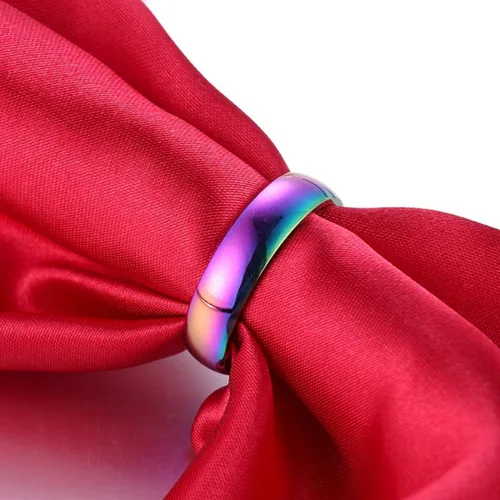 Vista 3 de Um joyas acero inoxidable de alta pulido Gay y lesbiana ORGULLO LGBT Ranibow Anillo 6mm.