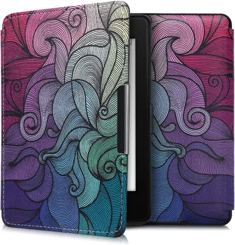 Vista 27 de kwmobile Funda compatible con Amazon Kindle PaperWhite - Funda para lector electrónico - Azul pez pequeño/azul claro/blanco