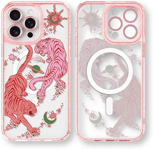 Vista 57 de Compatible para iPhone 13 Funda Bonita Estética - Funda para Teléfono Rosa con Purpurina con Protector de Cámara - Diseño de Cubierta