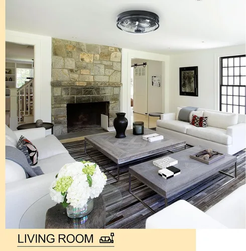 Vista 6 de Luz de techo de montaje empotrado Luminzone con pantalla de vidrio transparente, 2 luces, iluminación de estilo granja para interior y exterior
