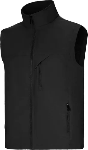 Vista 5 de Chalecos para hombre, a prueba de viento, ligero, softshell sin mangas Negro