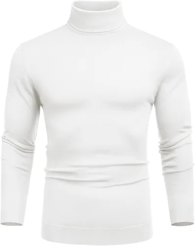 Vista 2 de COOFANDY Suéter de cuello alto ajustado para hombre, casual, básico, de manga larga, suéter de punto