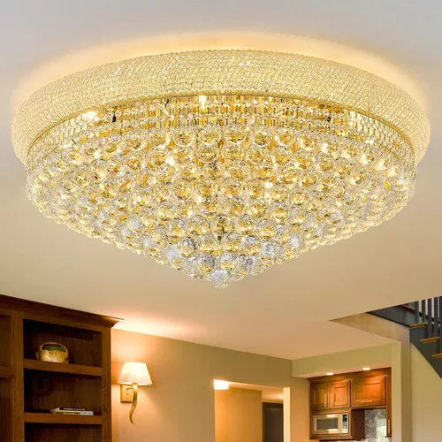 Vista 15 de Lámpara de Araña de Cristal de 3 Luces Empotrada en el Techo para Sala de Estar, Comedor, Dormitorio, Vestíbulo, Entrada, Pasillo, Armario, Baño