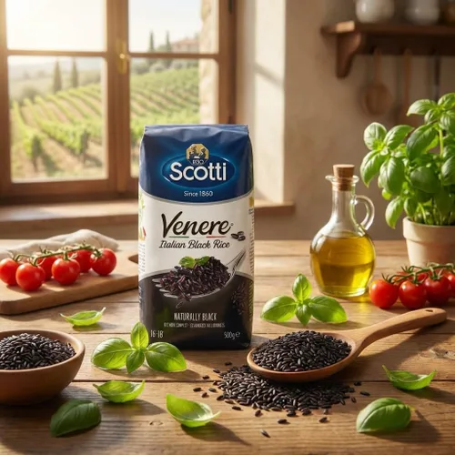 Vista 2 de Riso Scotti - Arroz de grano negro, Venere, 1.1 libras (2 unidades x 17.64 oz) Italian Black Rice, Wild Ancient Whole Grain Rice with Premium