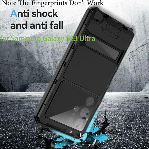 Vista 4 de Lunivop para Samsung Galaxy S23 Ultra Funda metálica dura para Galaxy S23 Ultra 5G con lente de protección de pantalla incorporada y tornillos Grado