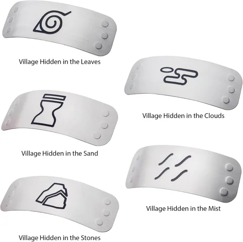 Vista 6 de Naruto Juego de diadema para cosplay con 4 platos de pueblo