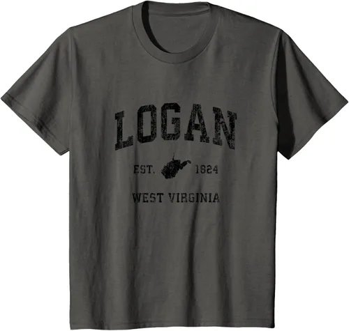 Vista 30 de Logan West Virginia WV - Camiseta deportiva clásica negra, Gris