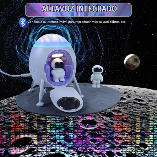 Vista 4 de Lander - Proyector de astronauta con luz nocturna, altavoz integrado Space Man Buddy LED, planetario, lámpara de astronauta, regalos con modo