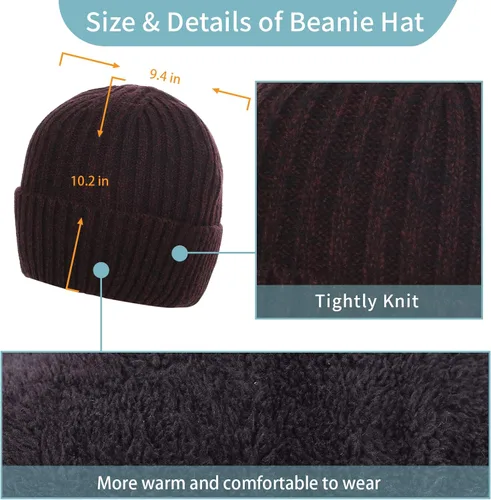 Vista 3 de Ecodudo Gorro y bufanda con pantalla táctil para hombres y mujeres (punto acanalado)
