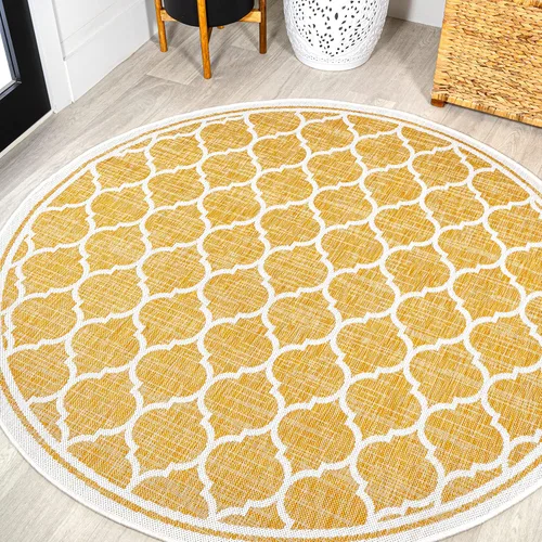 Vista 40 de JONATHAN Y Tapete marroquí con diseño enrejado para interiores y exteriores, 2 x 8 pies, marrón/beige, tejido texturizado de trébol para patio
